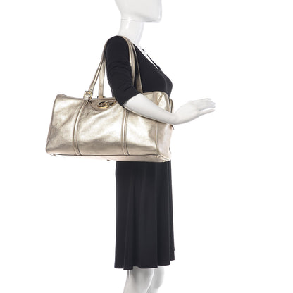 Gucci Metallic Calfskin Large Britt Boston Gold 2 of 15