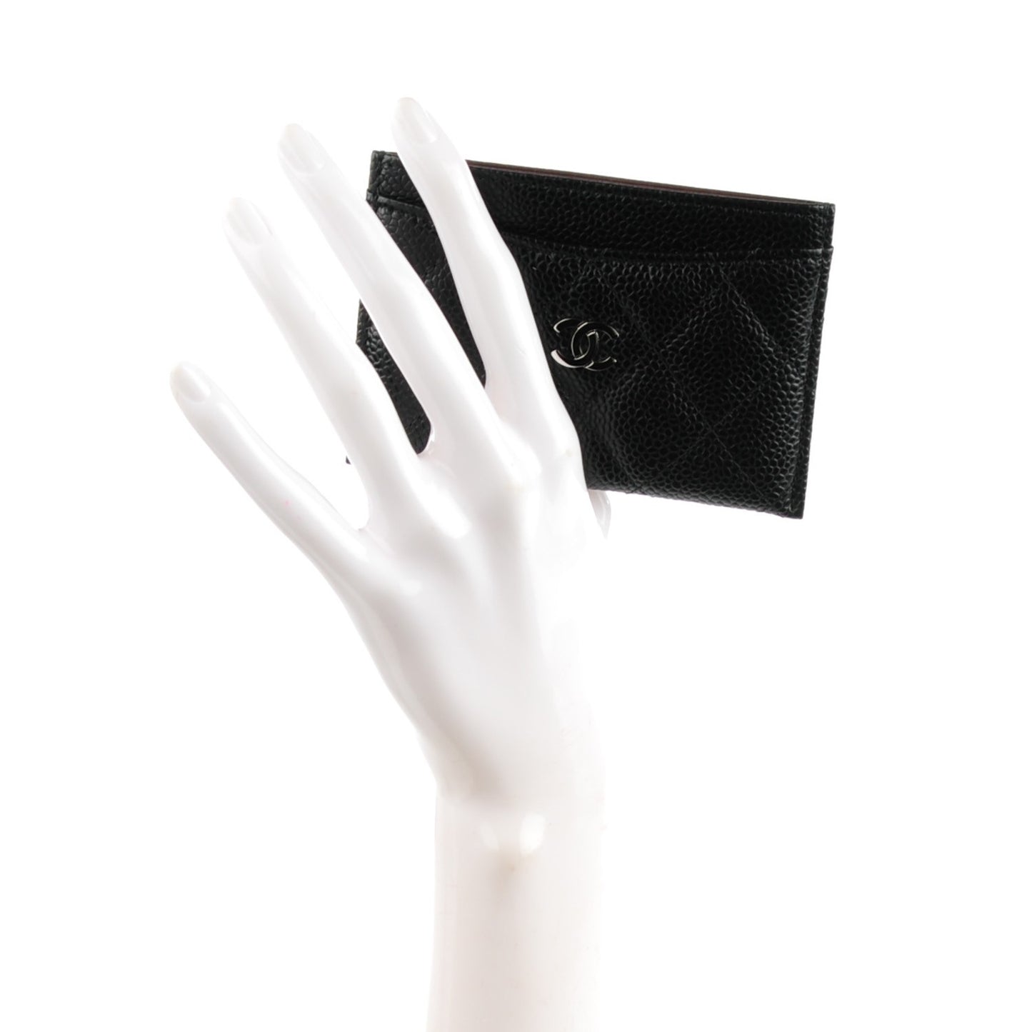 Caviar Quilted Card Holder Black