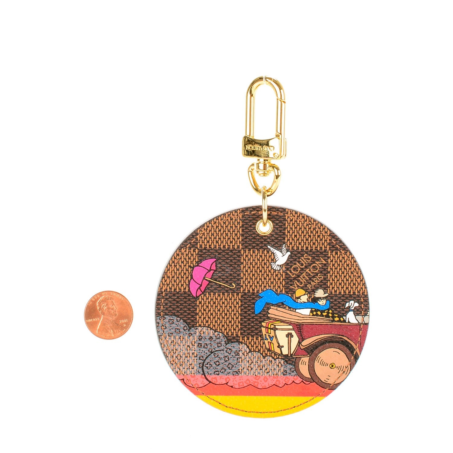 Louis Vuitton Damier Ebene 2015 Christmas Animation Bag Charm Key Ring 2 of 6