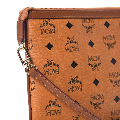 MCM Visetos Medium Stark Wristlet Pouch Cognac 9 of 13