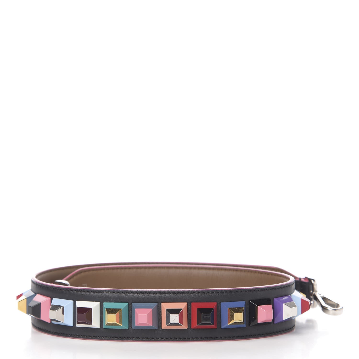Fendi Vitello Dolce Plexiglass Bi-Color Studded Strap You Black Brownie Multicolor 2 of 4