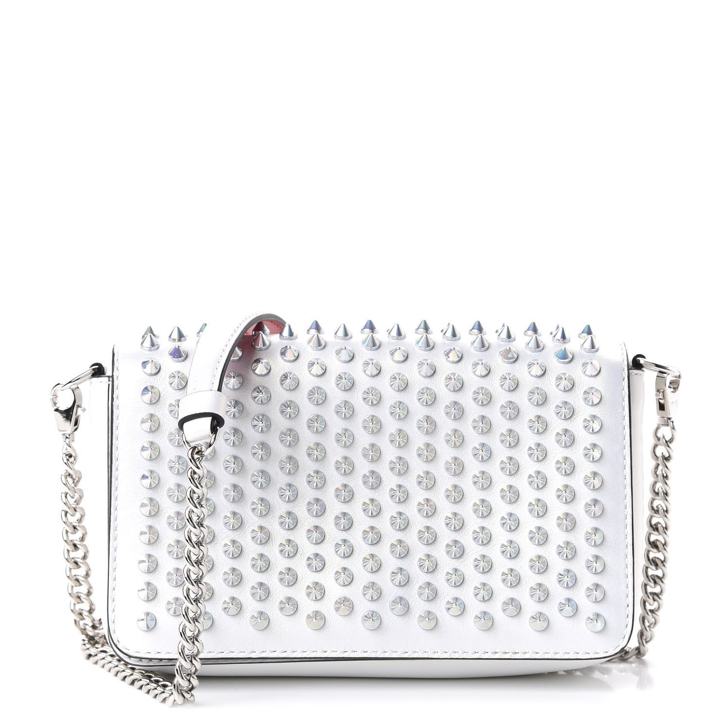 Calfskin Spiked Zoompouch Crossbody White