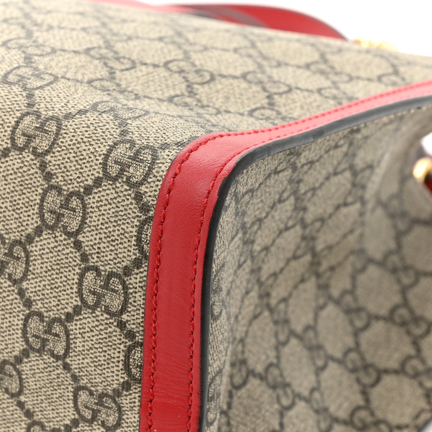 GG Supreme Monogram Medium Padlock Tote Hibiscus Red
