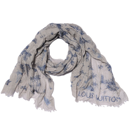 Louis Vuitton Cotton Linen Toile Etole De Louis Pareo Blue 3 of 7