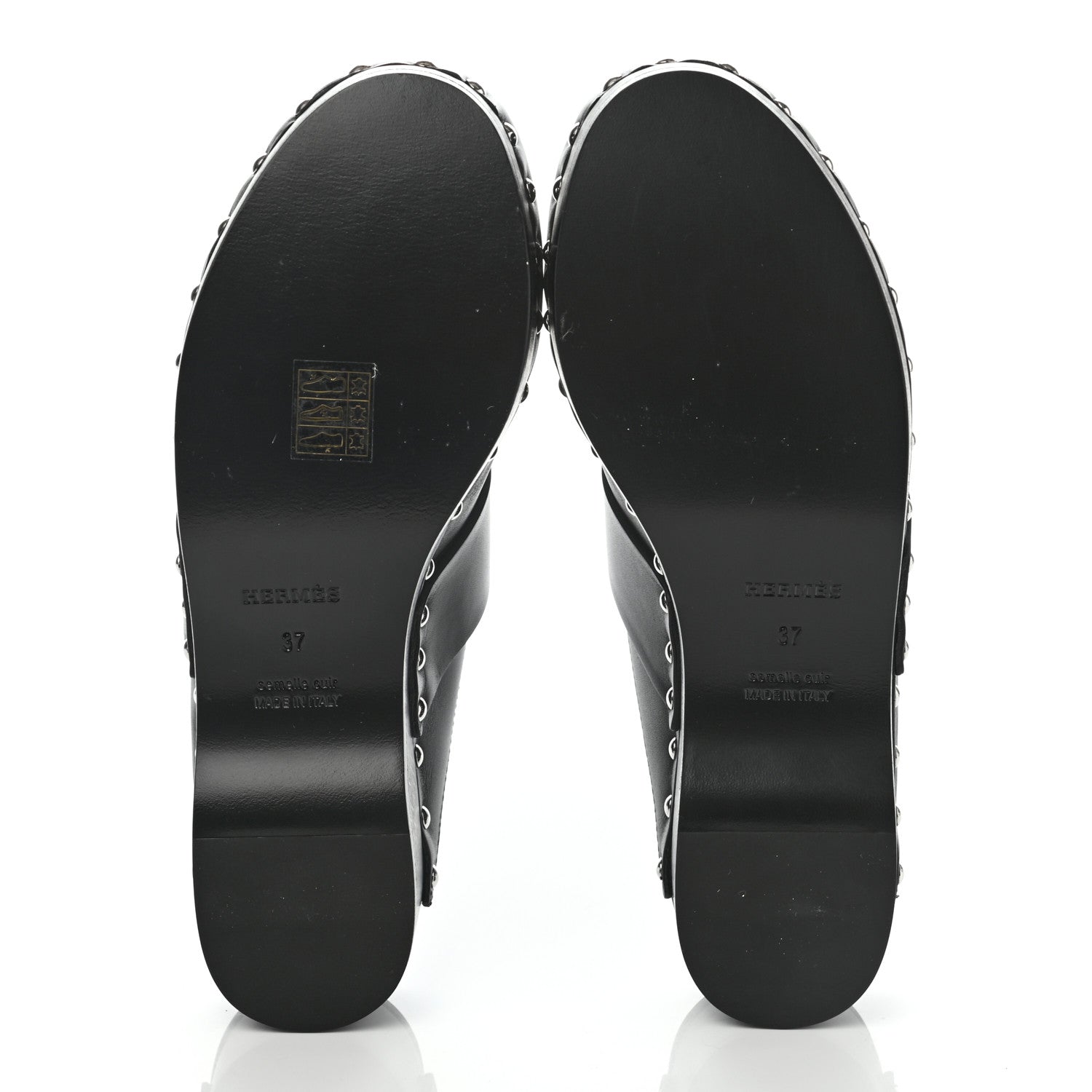 Hermes Calfskin Calya Mules 37 Black 5 of 7