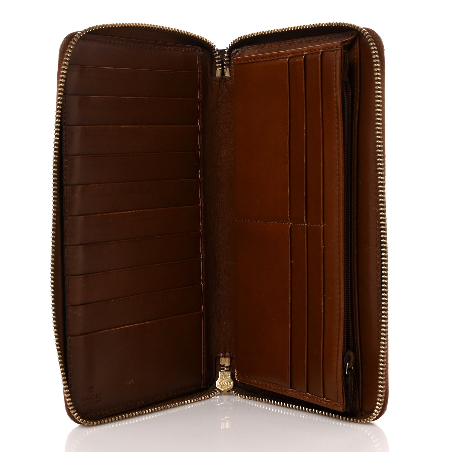 GG Supreme Monogram Cuoio Toscano Zip Around Organizer Wallet Beige Ebony Cuir