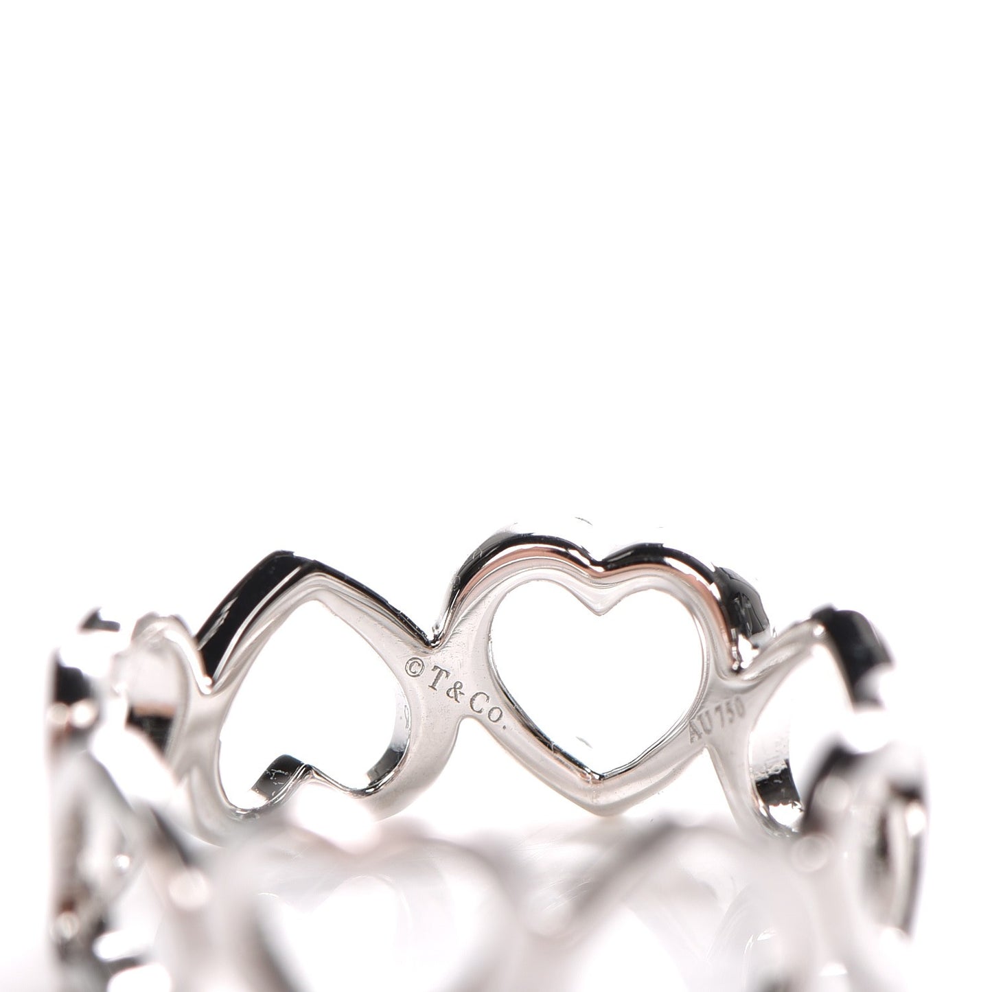 18K White Gold Diamond Hearts Eternity Band Ring 6.25