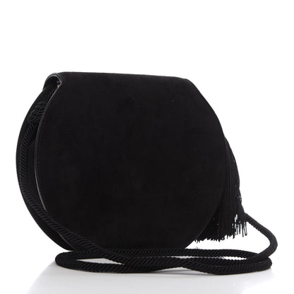 Saint Laurent Suede Tassel Demie Lune Minaudiere Black 3 of 9