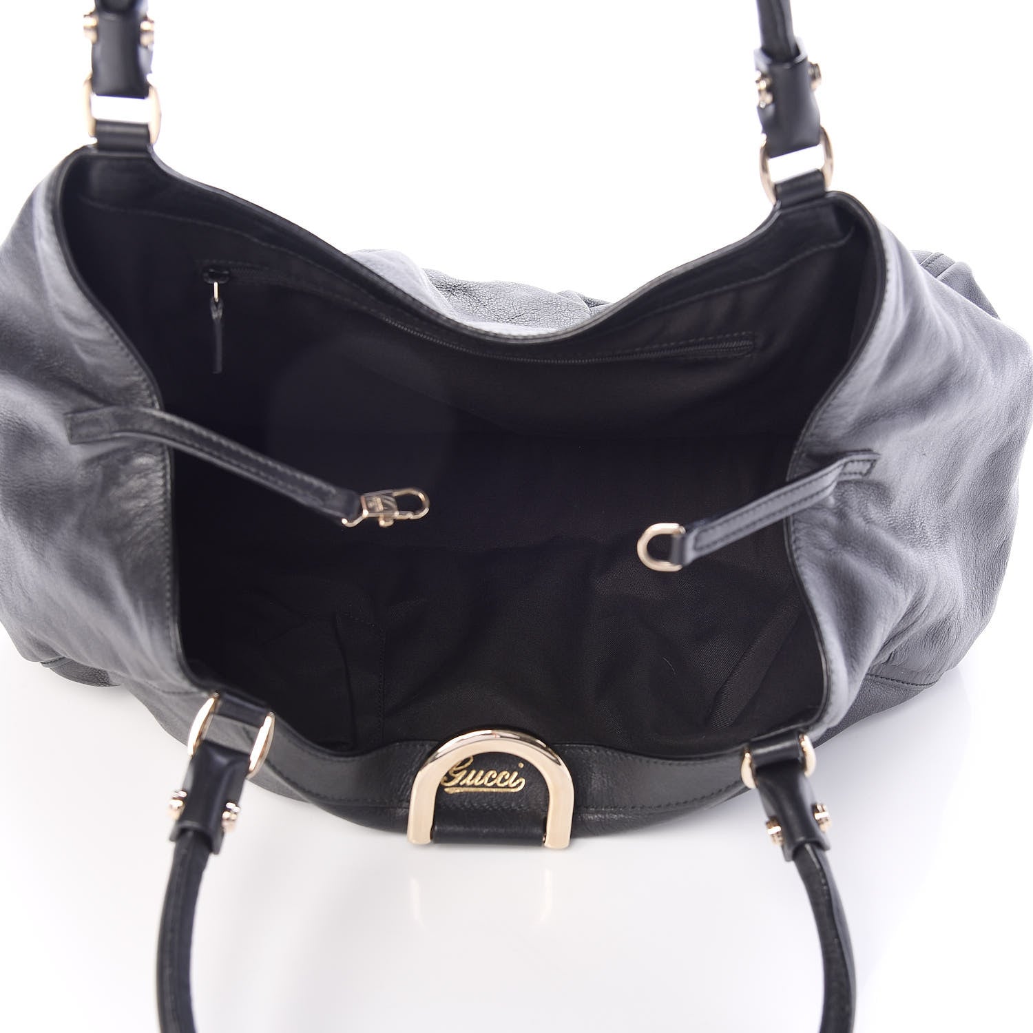 Gucci Calfskin Large D Gold Ring Shoulder Bag Black 5 of 14