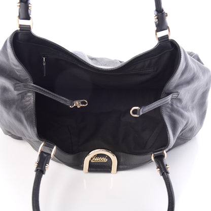 Gucci Calfskin Large D Gold Ring Shoulder Bag Black 5 of 14