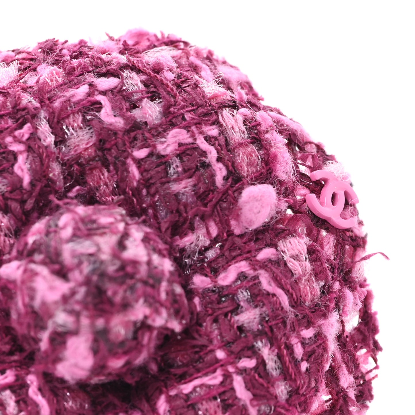 Tweed Camellia Pin Brooch Pink