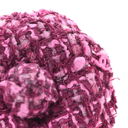 Chanel Tweed Camellia Pin Brooch Pink 3 of 3