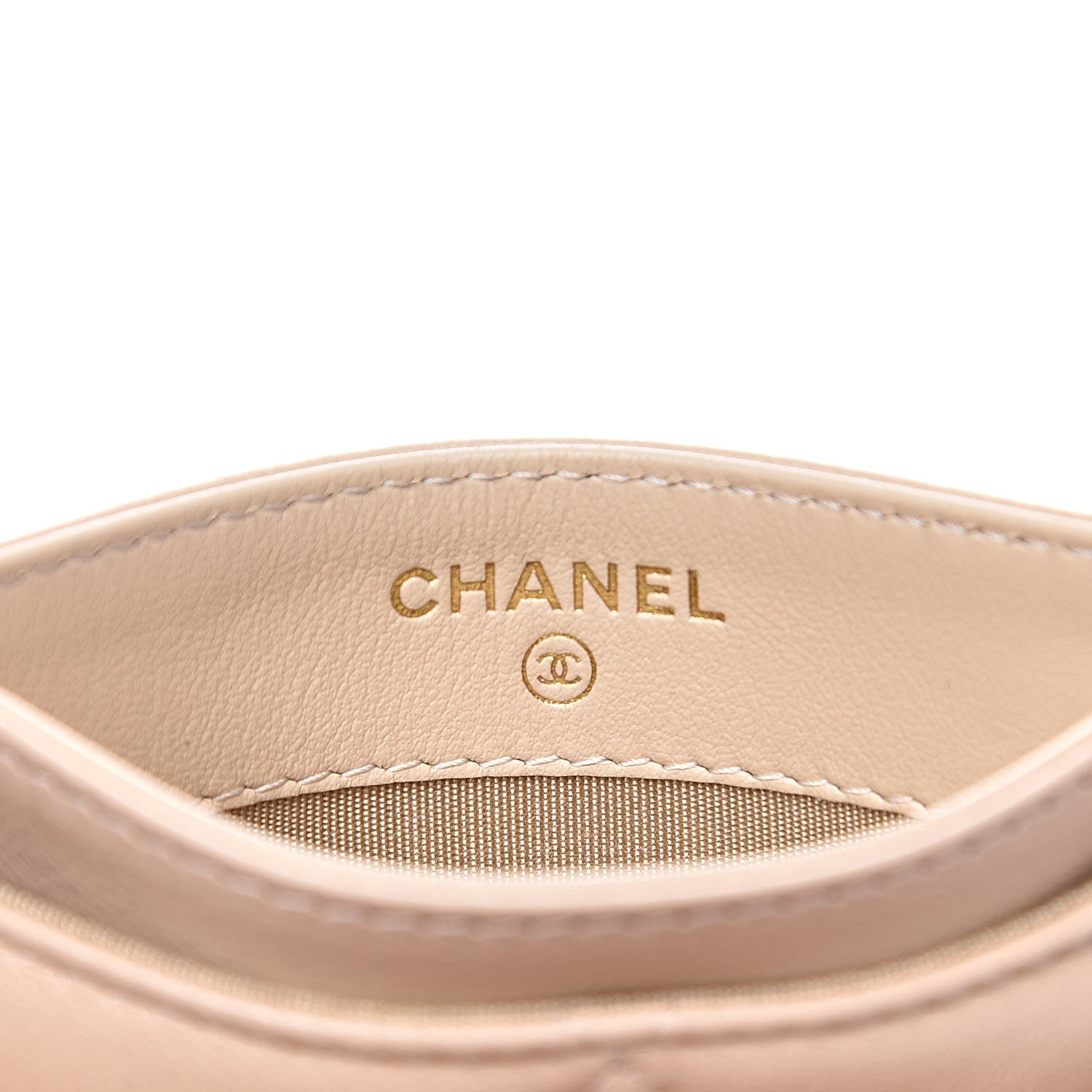Chanel Shiny Goatskin Quilted Chanel 19 Card Holder Beige 6 of 10