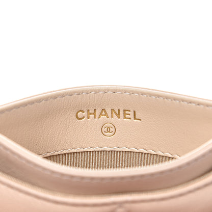 Chanel Shiny Goatskin Quilted Chanel 19 Card Holder Beige 6 of 10