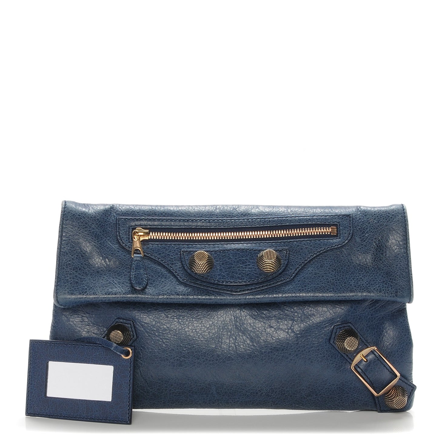 Agneau Giant 21 Rose Gold Hardware Envelope Clutch Bleu Roi