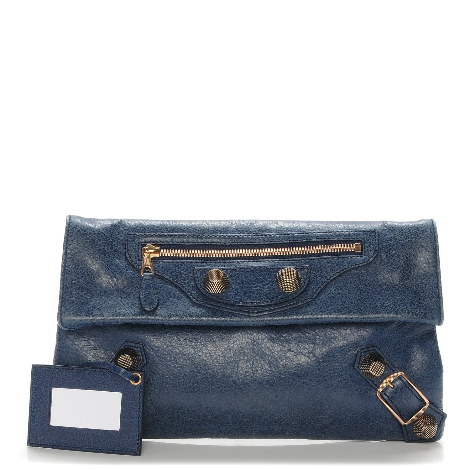 Balenciaga Agneau Giant 21 Rose Gold Hardware Envelope Clutch Bleu Roi 1 of 7