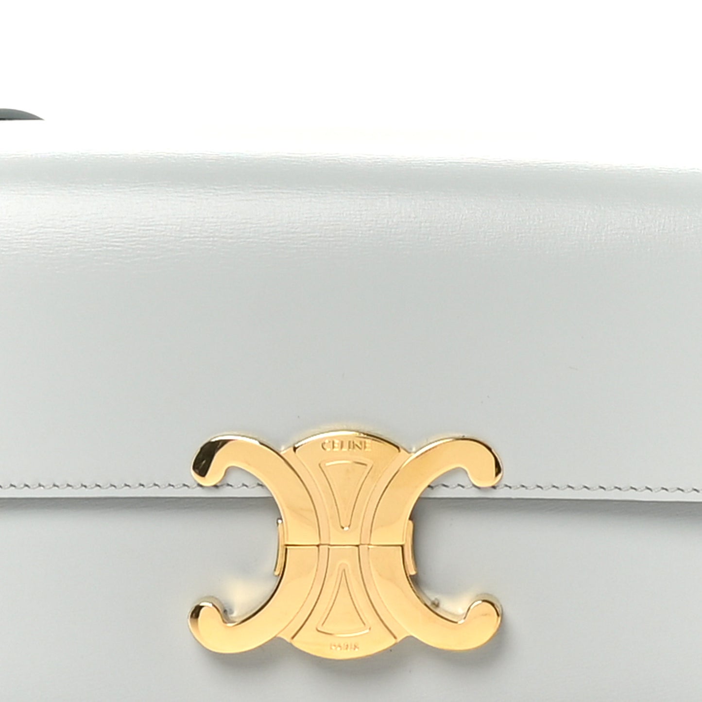 Shiny Calfskin Triomphe Shoulder Bag Soft Blue