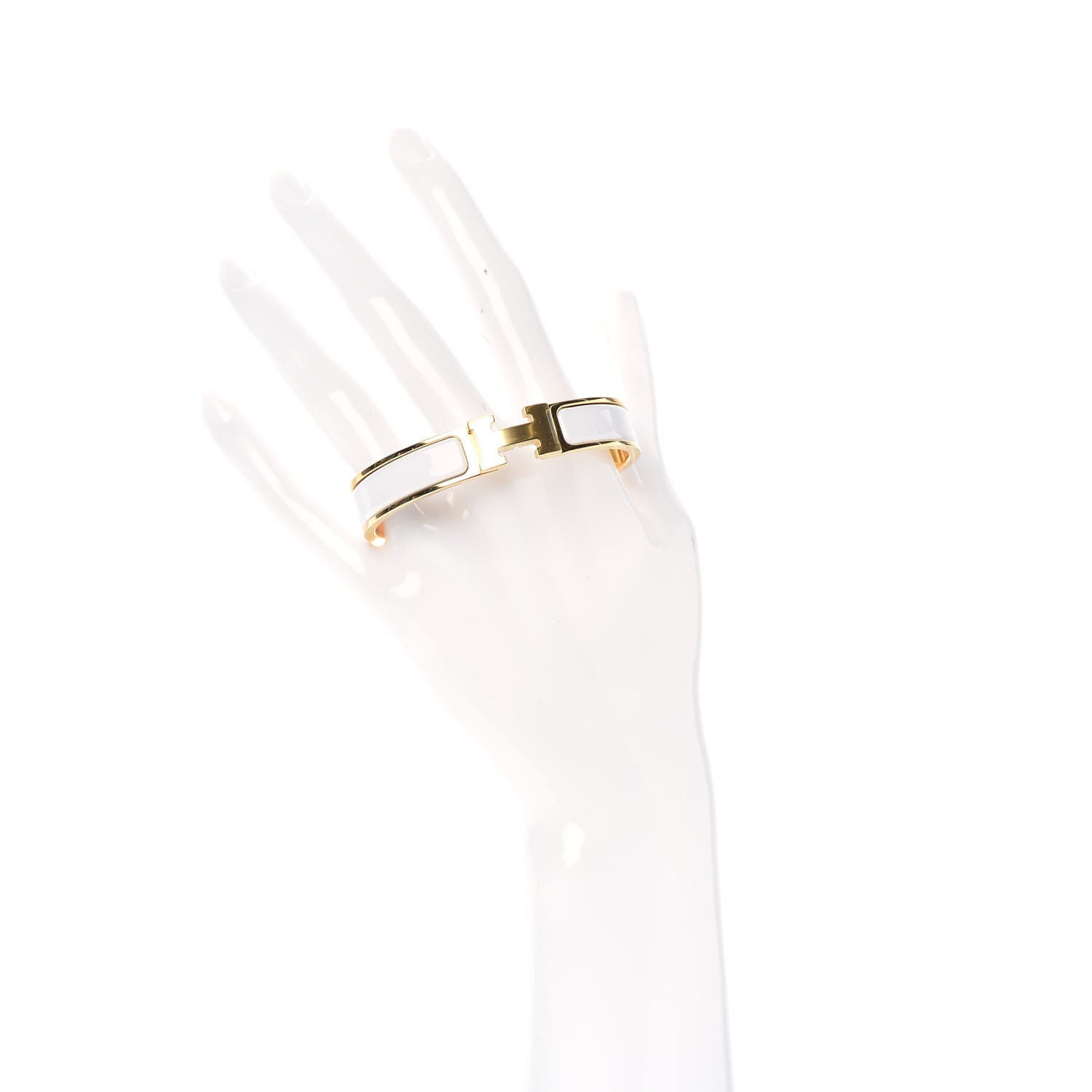 Enamel Narrow Clic Clac H Bracelet GM White