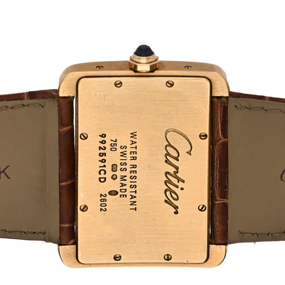 Cartier 18K Yellow Gold Alligator 38mm Tank Divan Quartz Watch Brown 4 of 5