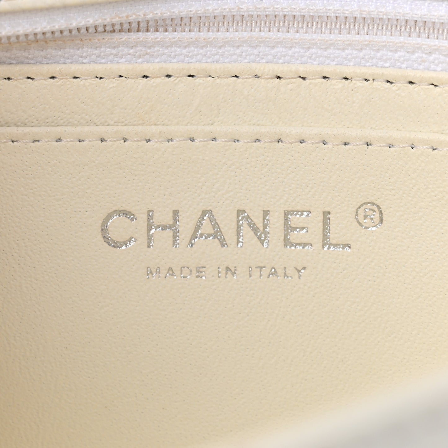 Caviar Quilted Mini Rectangular Flap White