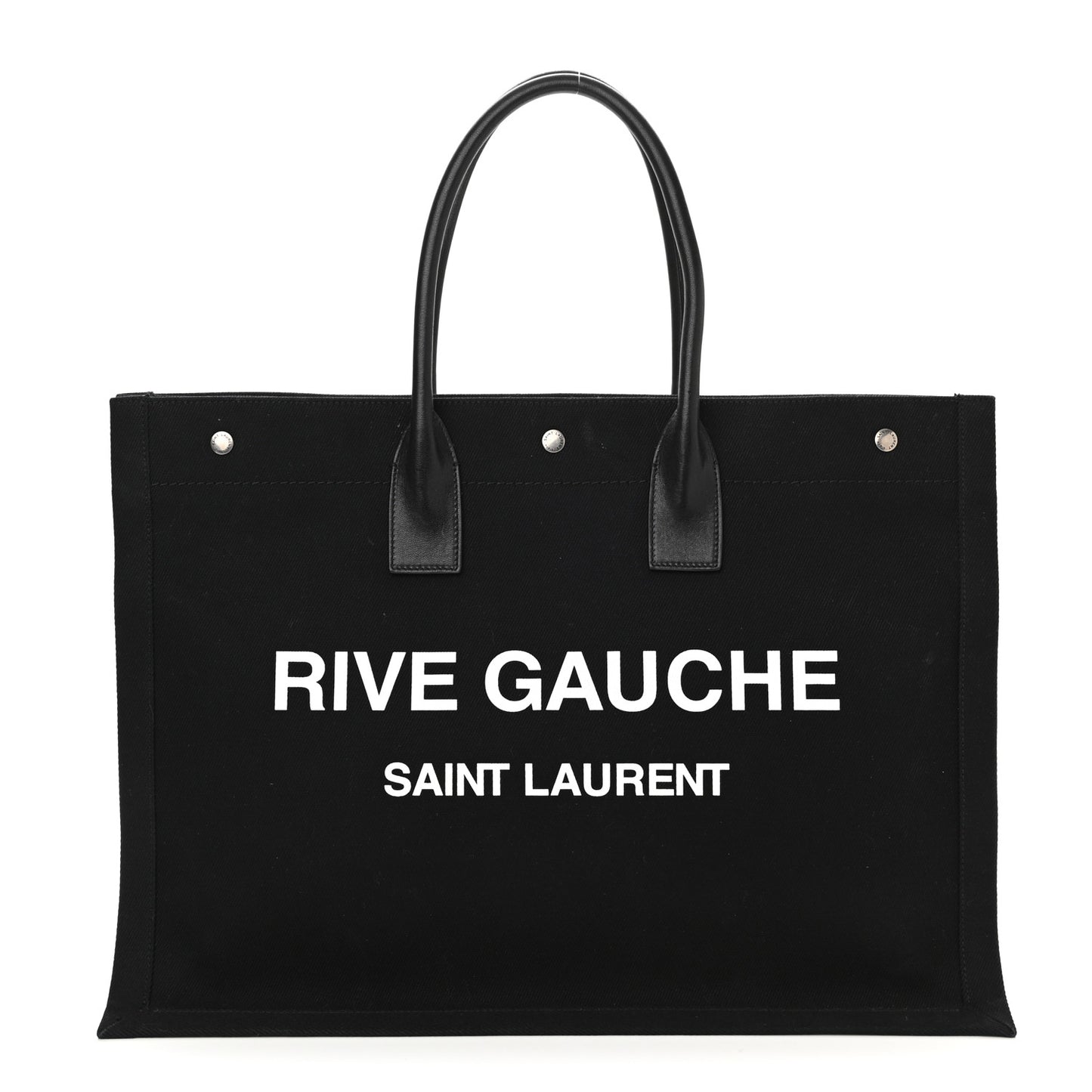 Linen Calfskin Rive Gauche Tote Black