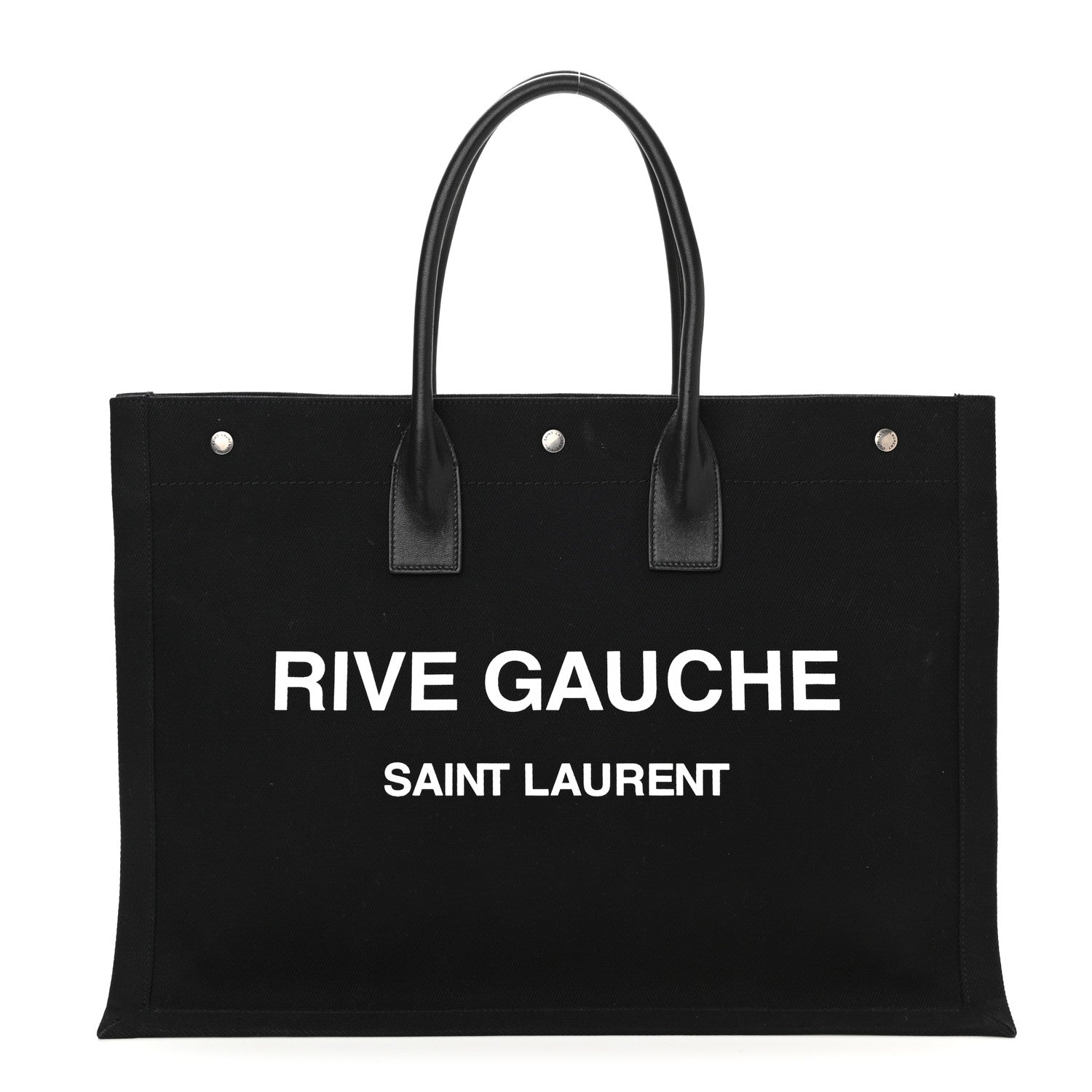 Saint Laurent Linen Calfskin Rive Gauche Tote Black 1 of 8