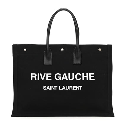 Saint Laurent Linen Calfskin Rive Gauche Tote Black 1 of 8