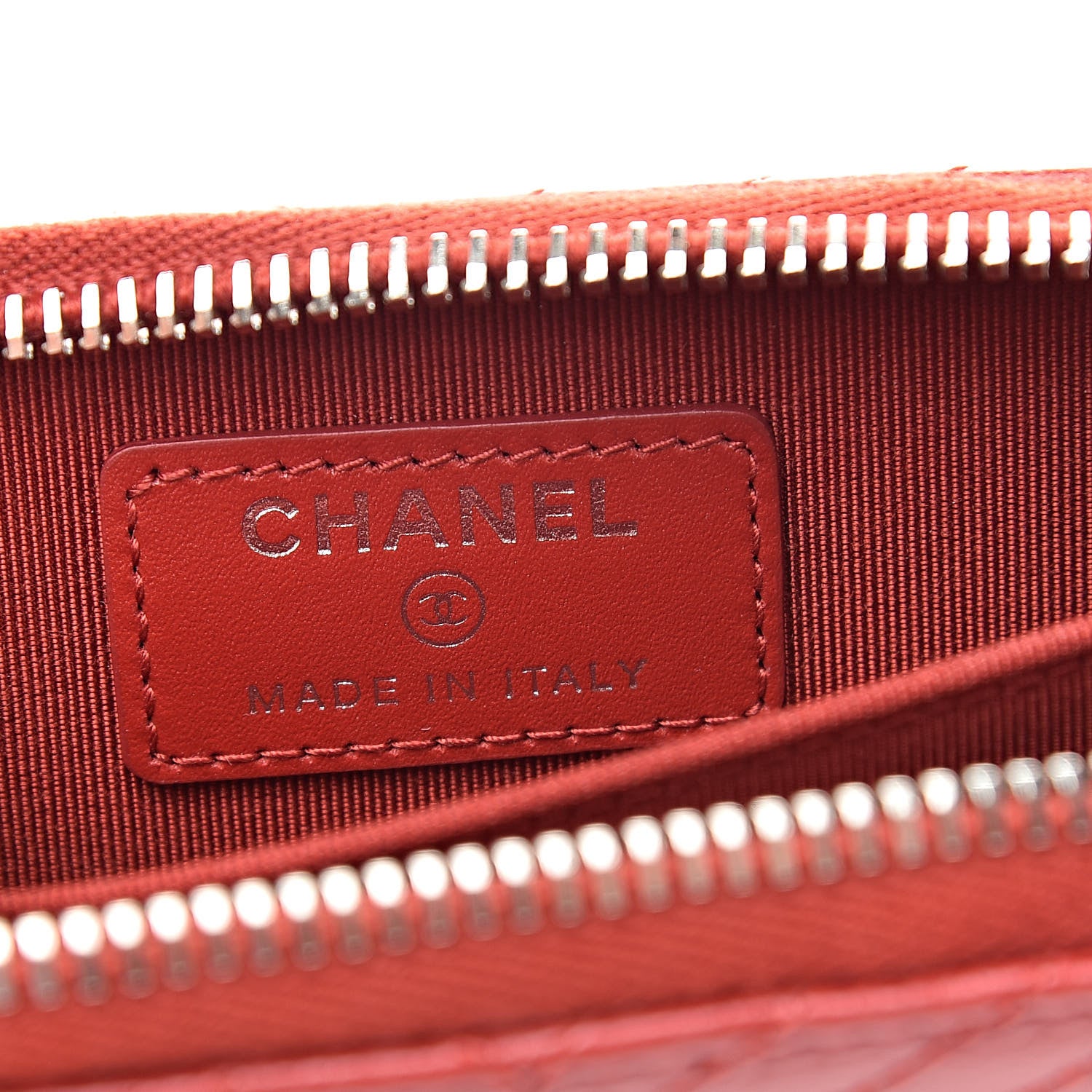 Chanel Caviar Chevron Quilted Zip Around Coin Purse Red 6 of 8