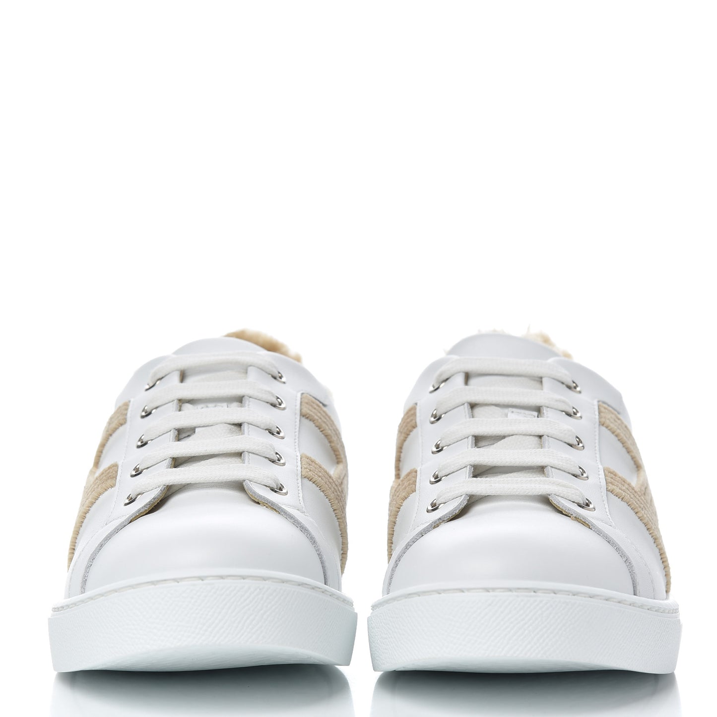 Calfskin Woolskin Womens Advantage Sneakers 38.5 White