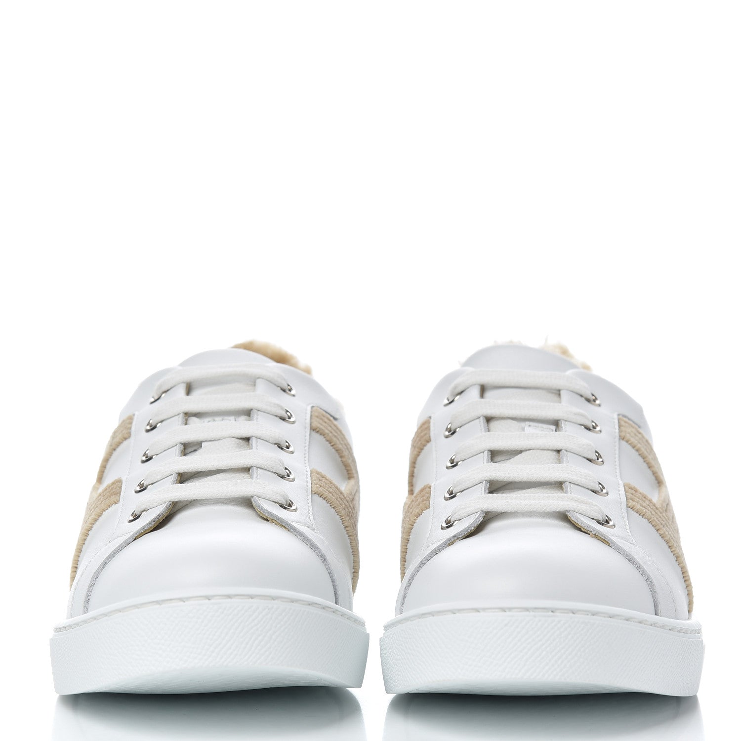 Hermes Calfskin Woolskin Womens Advantage Sneakers 38.5 White 2 of 12