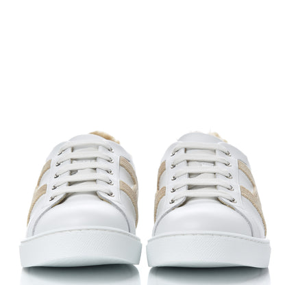Hermes Calfskin Woolskin Womens Advantage Sneakers 38.5 White 2 of 12