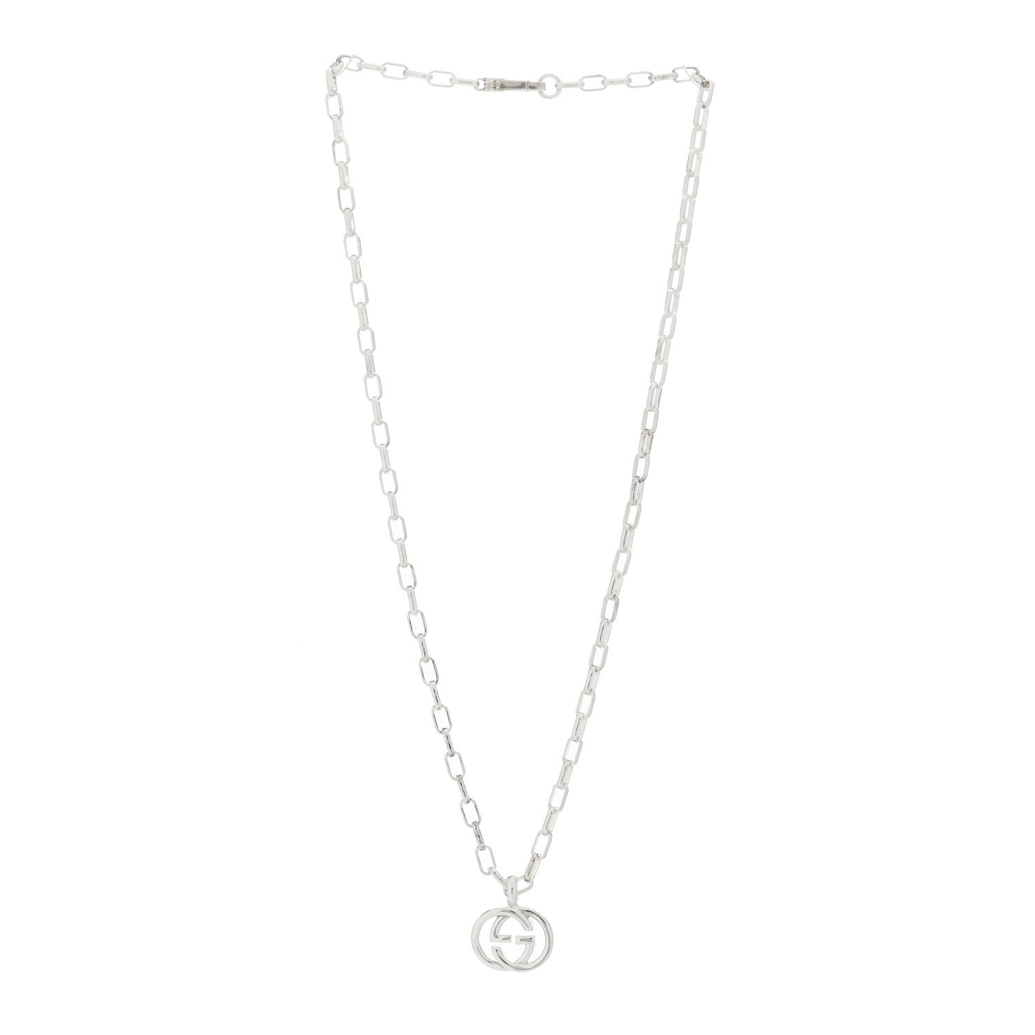 Gucci Sterling Silver Interlocking G Pendant Necklace 3 of 4