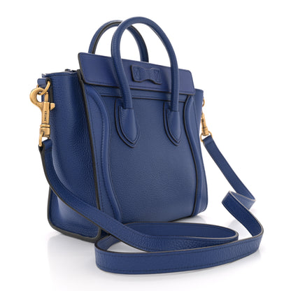 Celine Drummed Calfskin Nano Luggage Indigo 3 of 11