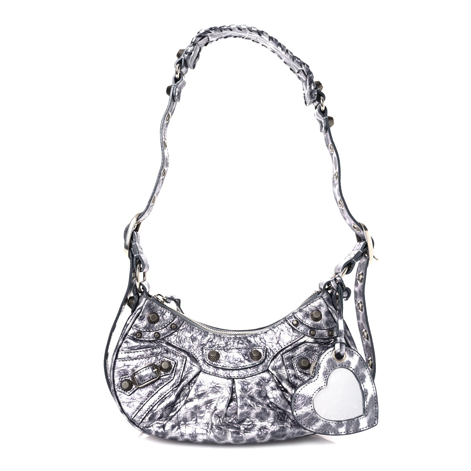 Balenciaga Metallic Agneau Arena Leopard Le Cagole Shoulder Bag XS Dark Grey 3 of 11