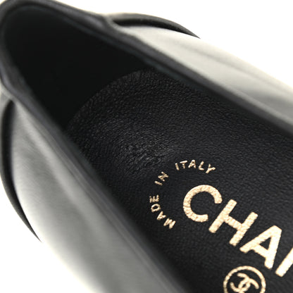 Chanel Lambskin Quilted Womens CC Loafers 41 Black 9 of 12