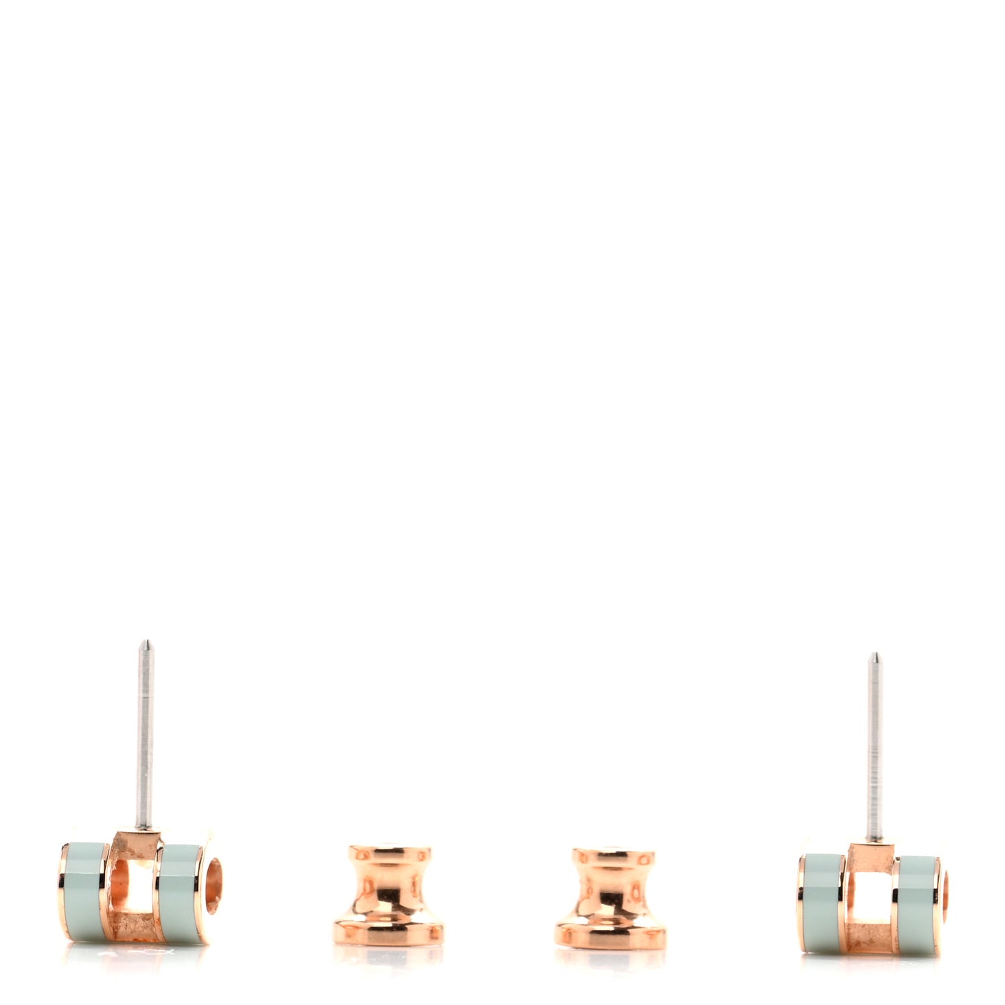 Rose Gold Lacquered Mini Pop H Earrings  Bleu Zephyr