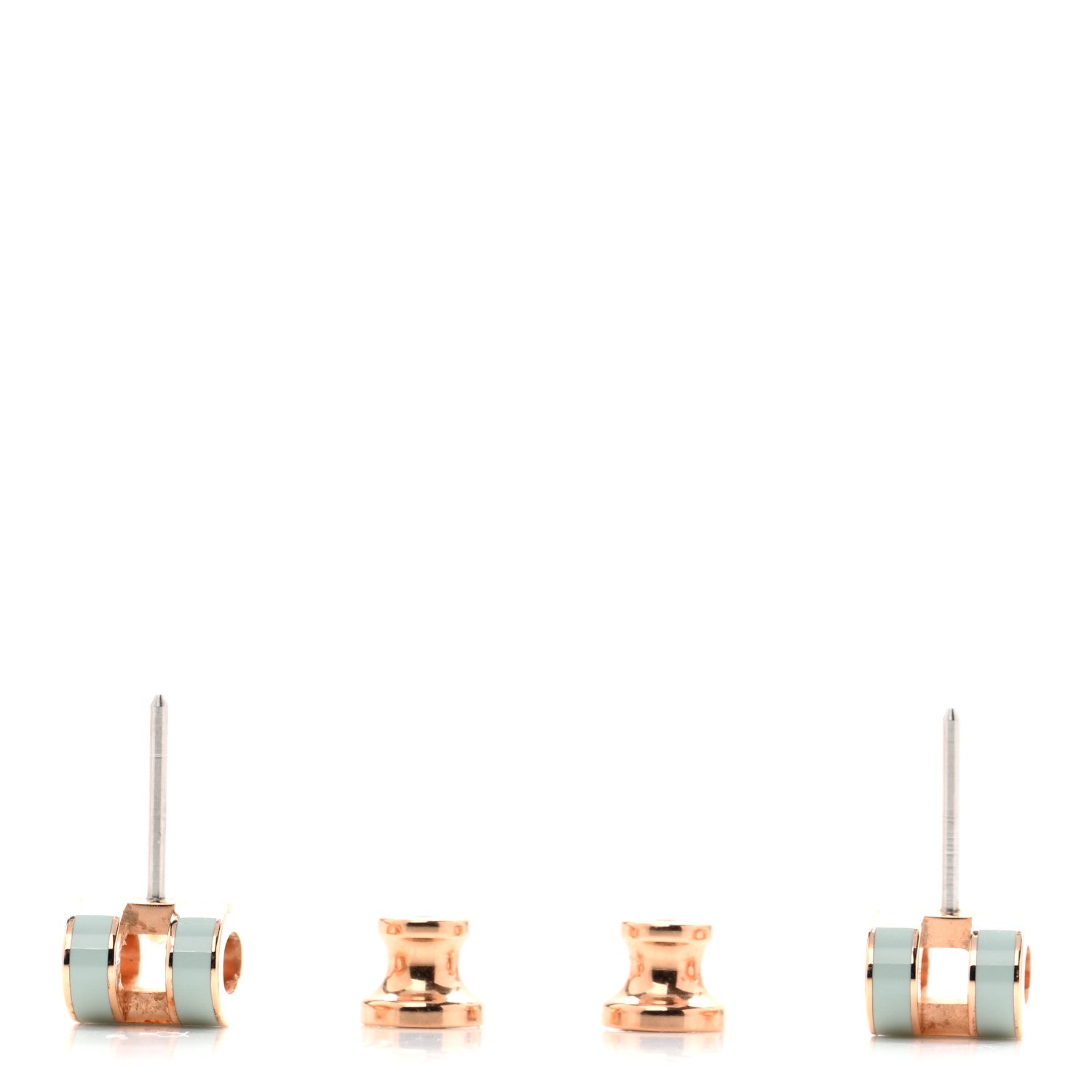 Hermes Rose Gold Lacquered Mini Pop H Earrings  Bleu Zephyr 3 of 6