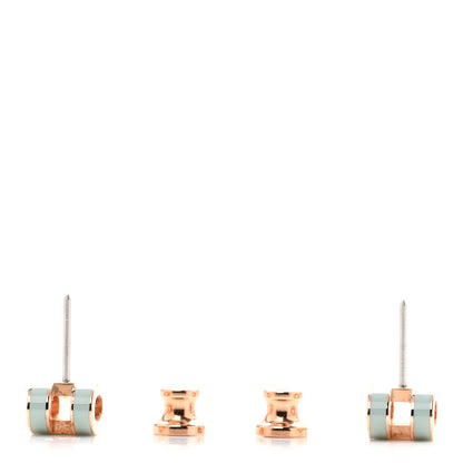 Hermes Rose Gold Lacquered Mini Pop H Earrings  Bleu Zephyr 3 of 6
