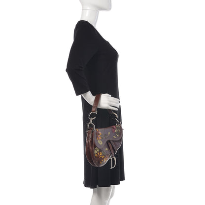 Christian Dior Calfskin Embroidered Romantic Flowers Saddle Bag Brown 2 of 10