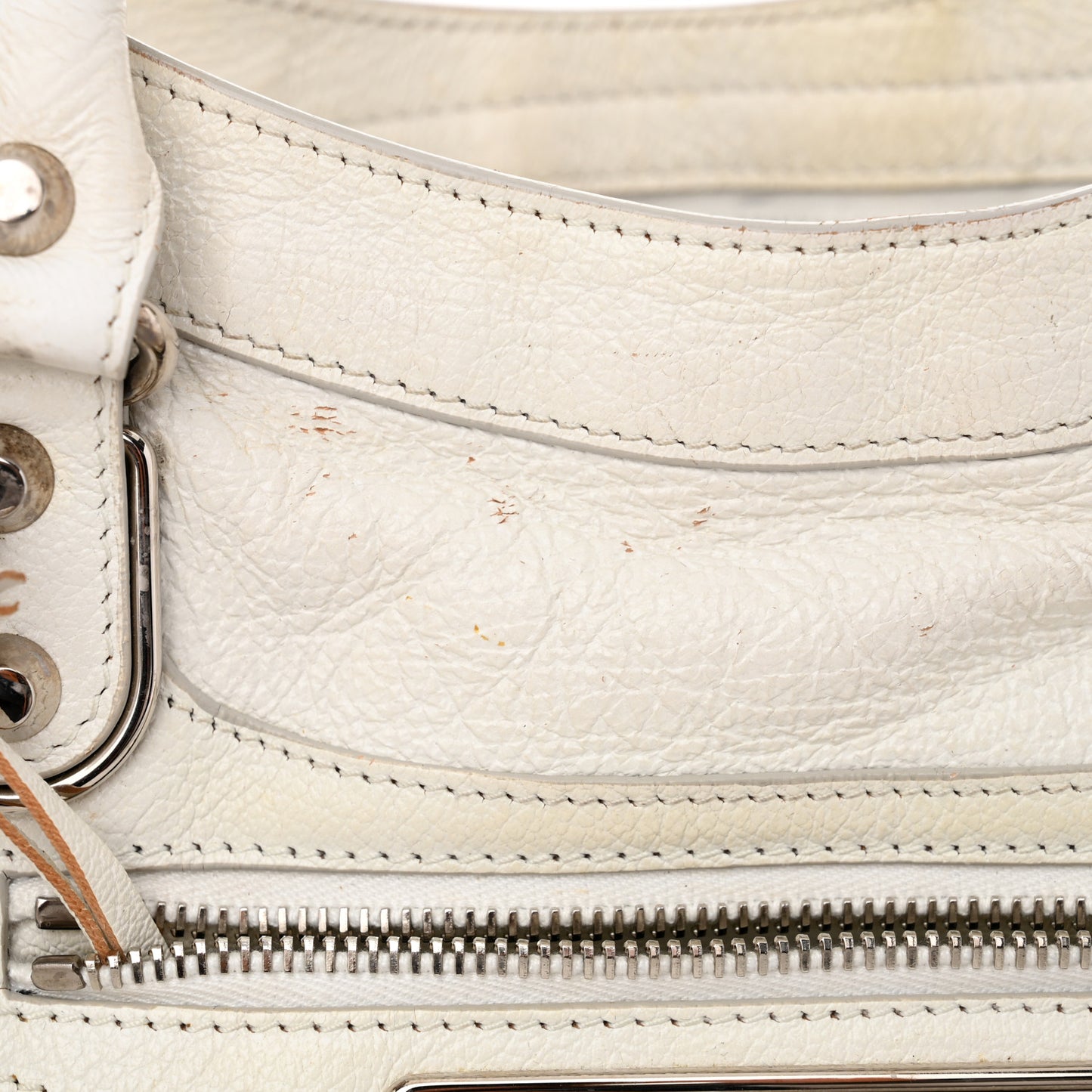 Chevre Silver Metallic Edge Hardware City White