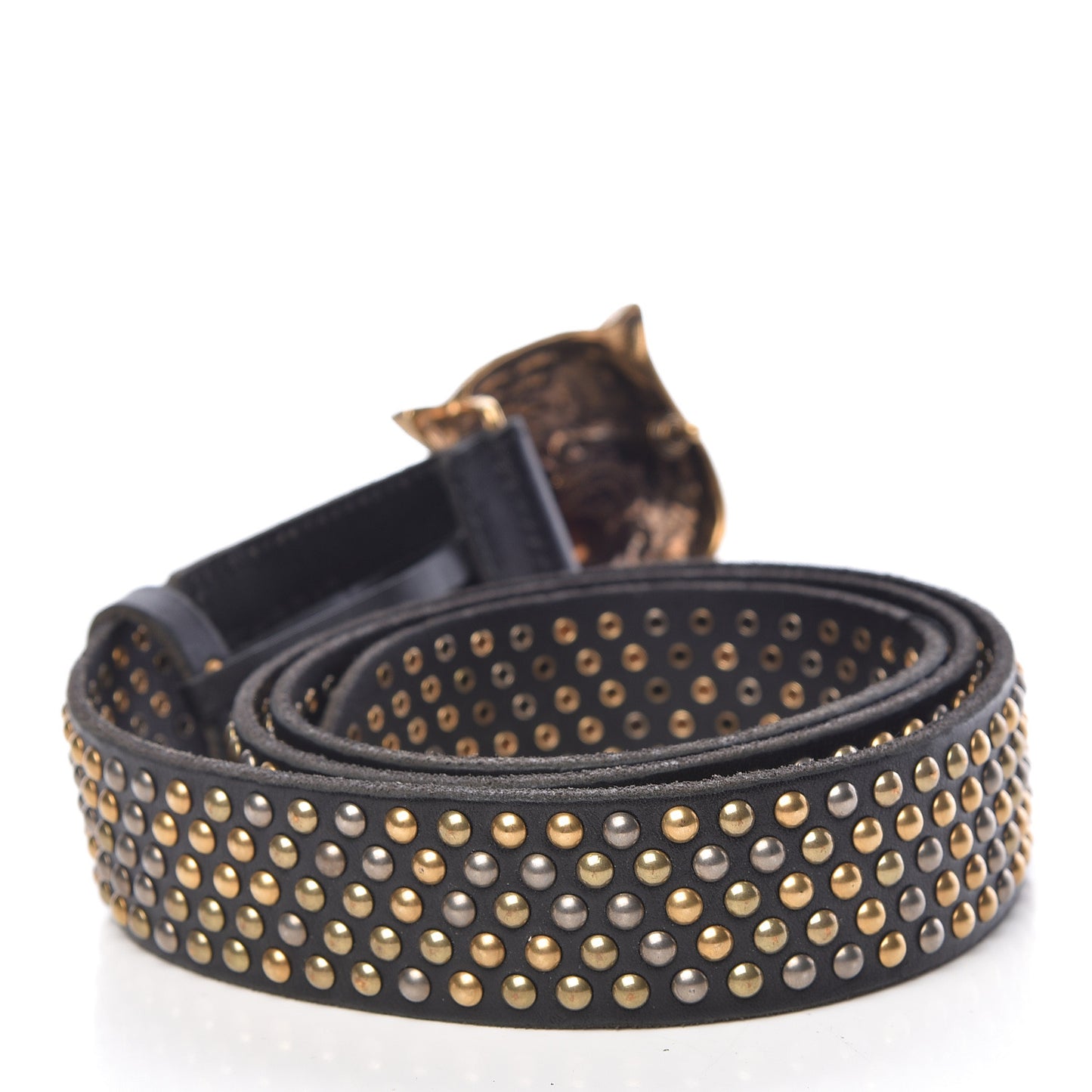 Calfskin Studded Feline Belt 110 44 Black