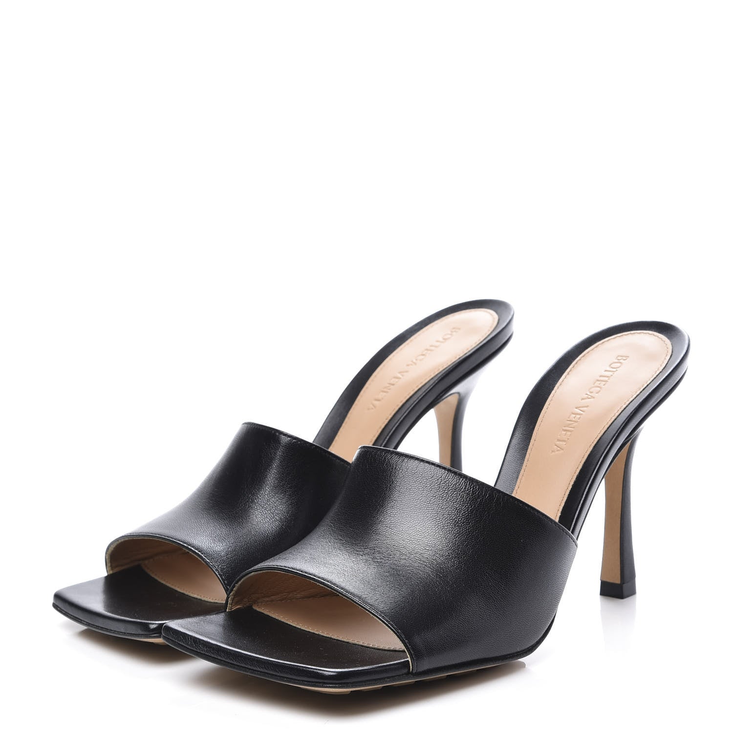 Bottega Veneta Lambskin Stretch Mule Sandals 38 Black 2 of 10