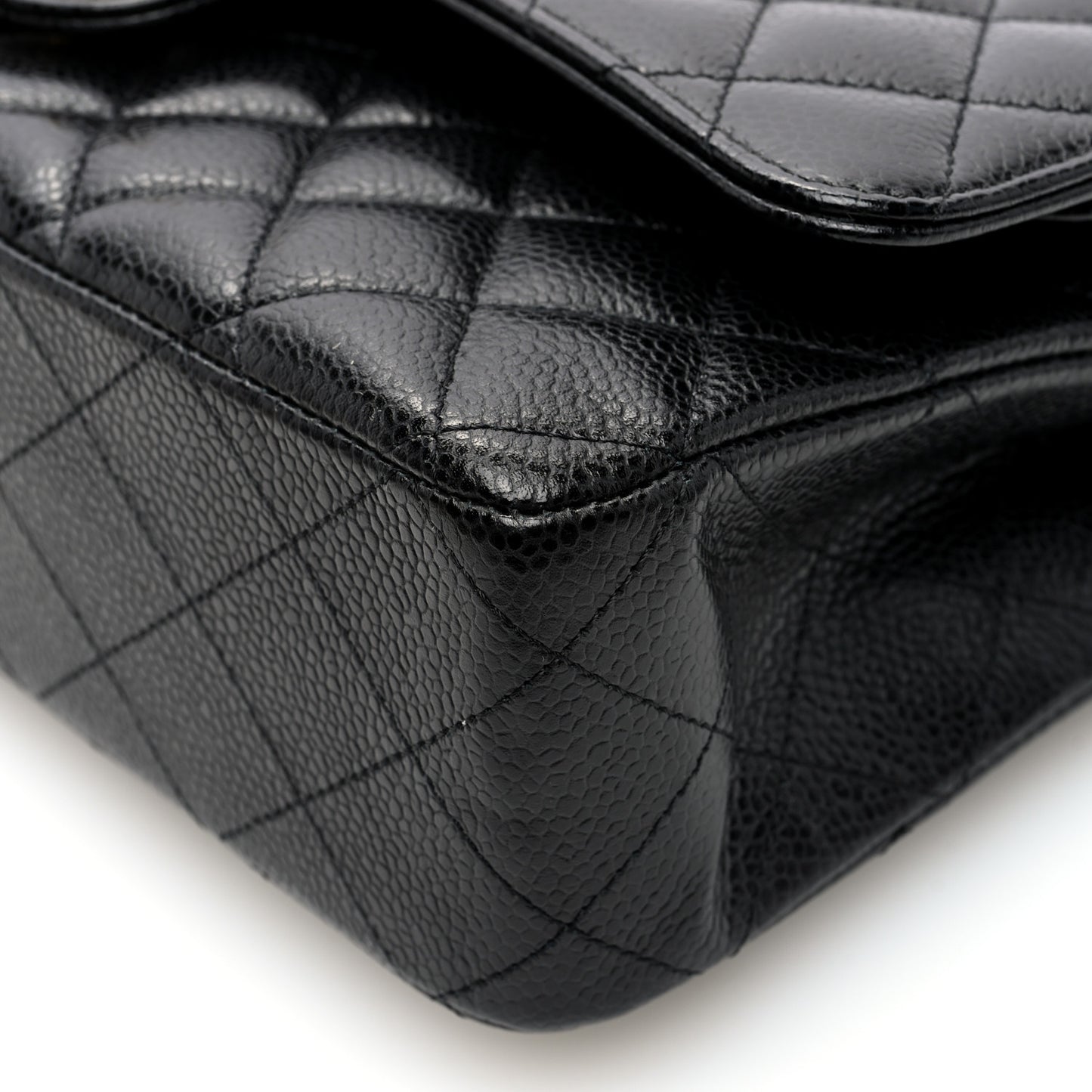Caviar Quilted Medium Double Flap Black
