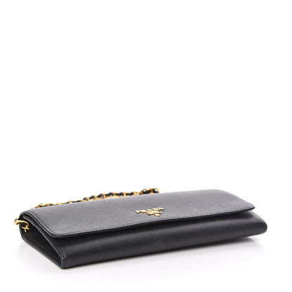 Prada Saffiano Metal Oro Chain Wallet Black 4 of 8