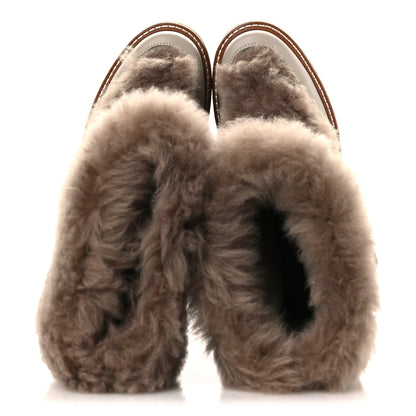 Hermes Shearling Calfskin Latitude 30 Ankle Boots 38 Beige Galet 2 of 11