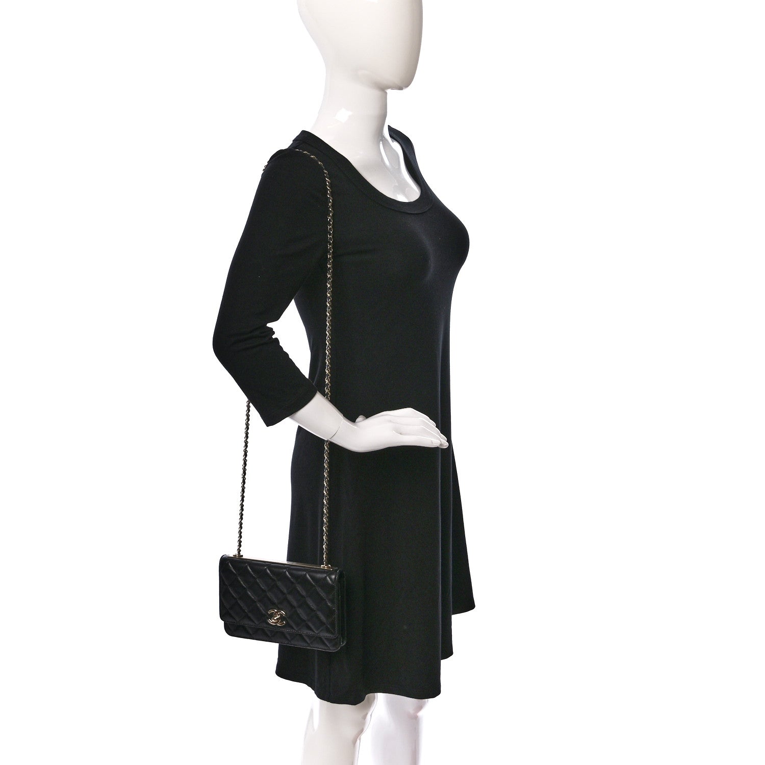 Chanel Lambskin Quilted Trendy CC Wallet On Chain WOC Black 2 of 9