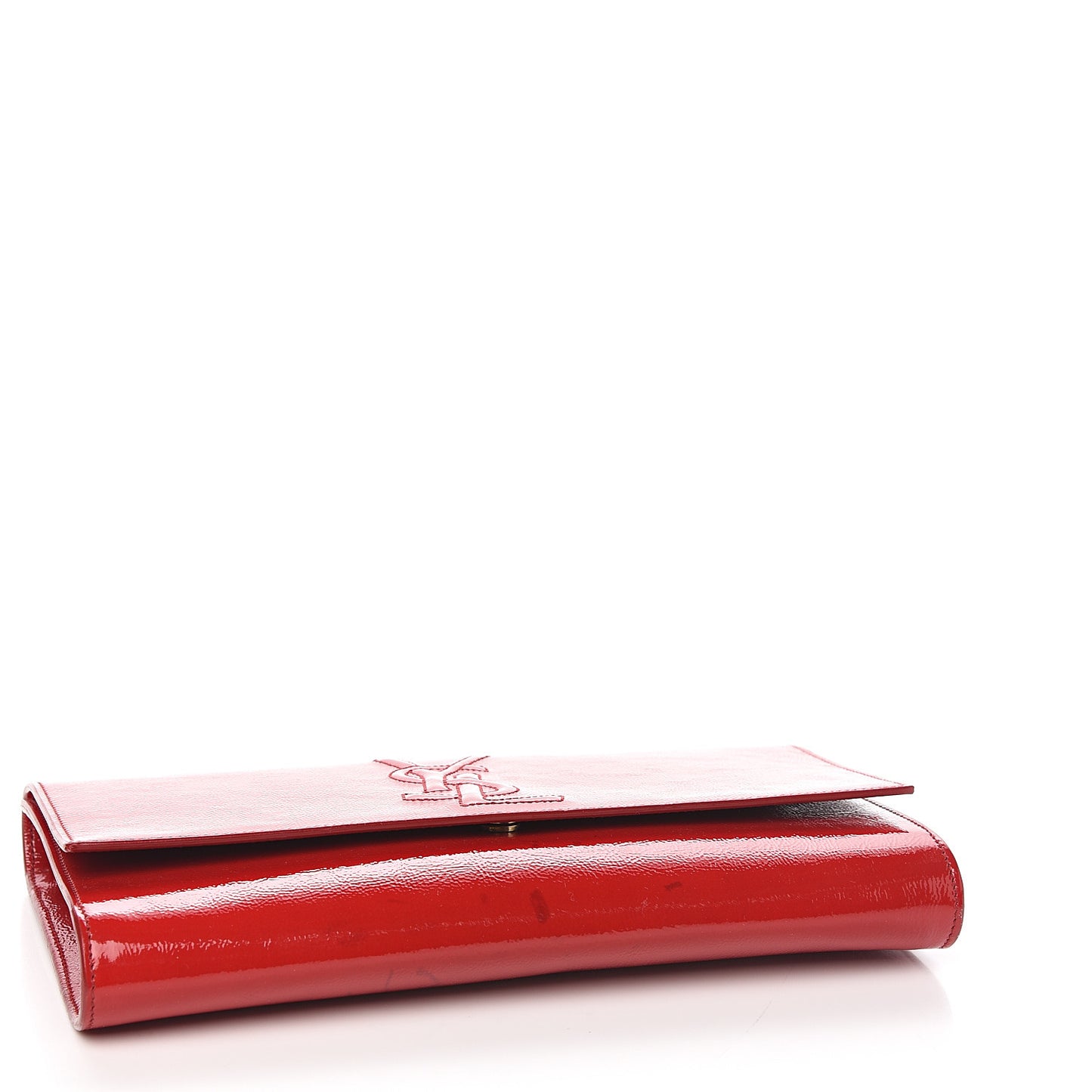 Textured Patent Monogram Large Belle De Jour Clutch Red