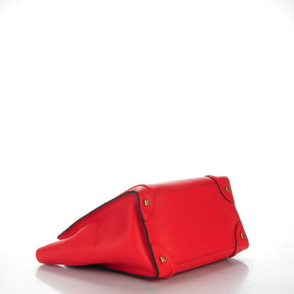 Celine Drummed Calfskin Mini Luggage Coquelicot 4 of 7