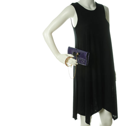 Valentino Garavani Crocodile Crystal Black Panther Bangle Clutch Purple 2 of 7