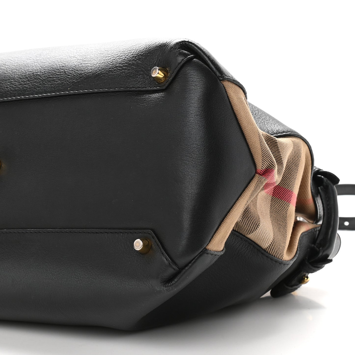 Grainy Calfskin House Check Medium Banner Tote Black